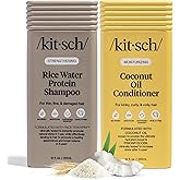 Kitsch Rice Water Protein Shampoo + Coconut Oil Conditioner Set – Strengthening & Moisturizing Hair Care for Thin, Fine, Damaged & Textured Hair – Shine & Manageability – 12 oz