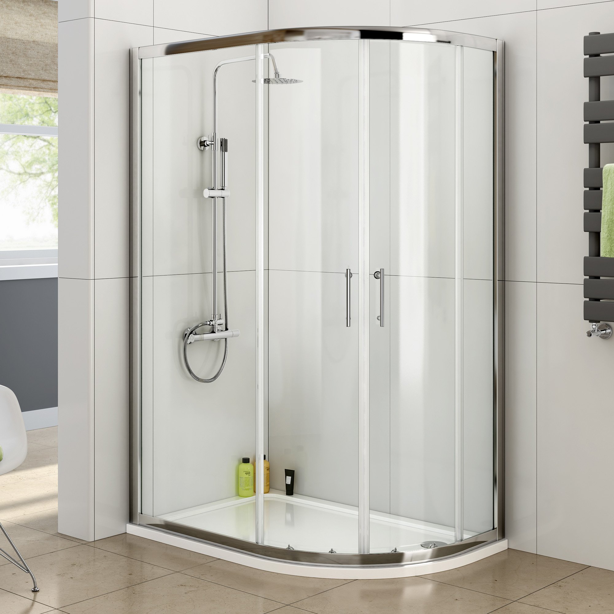 Buy iBathUK 1000 x 800 Quadrant 6mm Thick Sliding Glass Shower Enclosure Reversible Cubicle Door