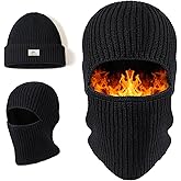 TAGVO Balaclava Ski Ful Face Mask, Thermal Knitted Motorcycle Beanie Hood Hat Neck Warmer Balaclava for Man Women