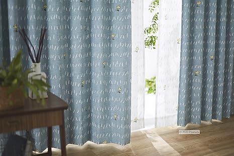 Amazon スミノエ Suminoe カーテン ブルー 幅125cm 丈1cm スヌーピー チャットウェイ ドレープ P1010 カーテン オンライン通販