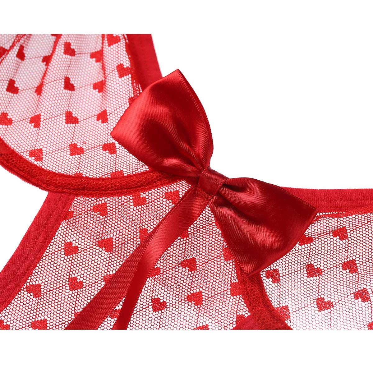 EDENIGHT Christmas Lingerie Santa Dress Chemise One Piece Babyboll Nightwear Red