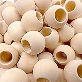 150PCS 20mm Unfinished Wood Beads for Crafts, 10mm Large Hole Natural Wooden Beads for Macrame Garland Décor