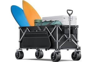 EVERYFUN 440Lbs Collapsible Wagon Cart,Beach Wagon with Big Wheels,Utility Wagons with Weight Capacity,Heavy Duty Wagon with Excellent Steering,Lounge Wagon Ideal for Camping,Gargen,Transport,Outdoor Sports