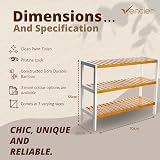 Vencier Bamboo Shoe Rack Natural 3 Tier Easy Assembly Large Capacity view 7