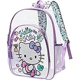 Fast Forward Hello Kitty Backpack - Water Resistant Clear Backpack for Kids School Bag with Padded Straps and Side Pockets, Size One Size, Purple Hello Kitty