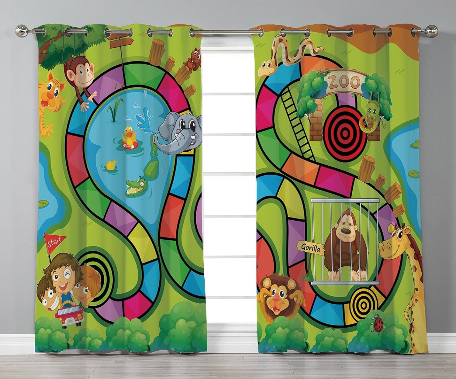 Thermal Insulated Blackout Grommet Window Curtains Board Game