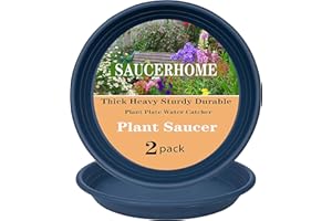SAUCERHOME 2 Packs Plant Saucer Pot Tray 6 8 10 12 14 16 19 20 Inch Plastic Flower Planter Saucers and Drip Trays for Indoors Outdoors, Heavy Durable Plant Plate Water Catcher (16 Inch Blue)