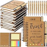 Spakon 60 Pcs/ 30 Set Christmas Christian Gifts Bulk Bible Notebooks with Sticky Notes Ballpoint Pen Prayer Journals for Men Women Church Employee Pastor Appreciation VBS Inspiration Gifts(Kraft)