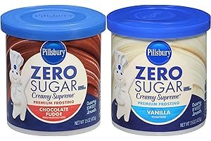 BY THE CUP Pillsbury Zero Sugar Frosting Bundle, Chocolate and Vanilla (Pack of 2) with Spatula Knife