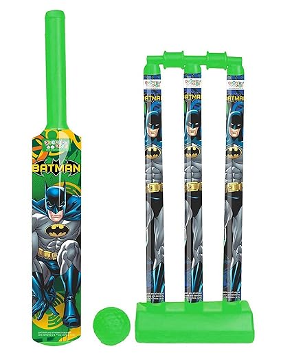 Zitto Batman Medium Cricket Set with 1 Plastic Bat and Ball, 3 Wickets, Base and Bail