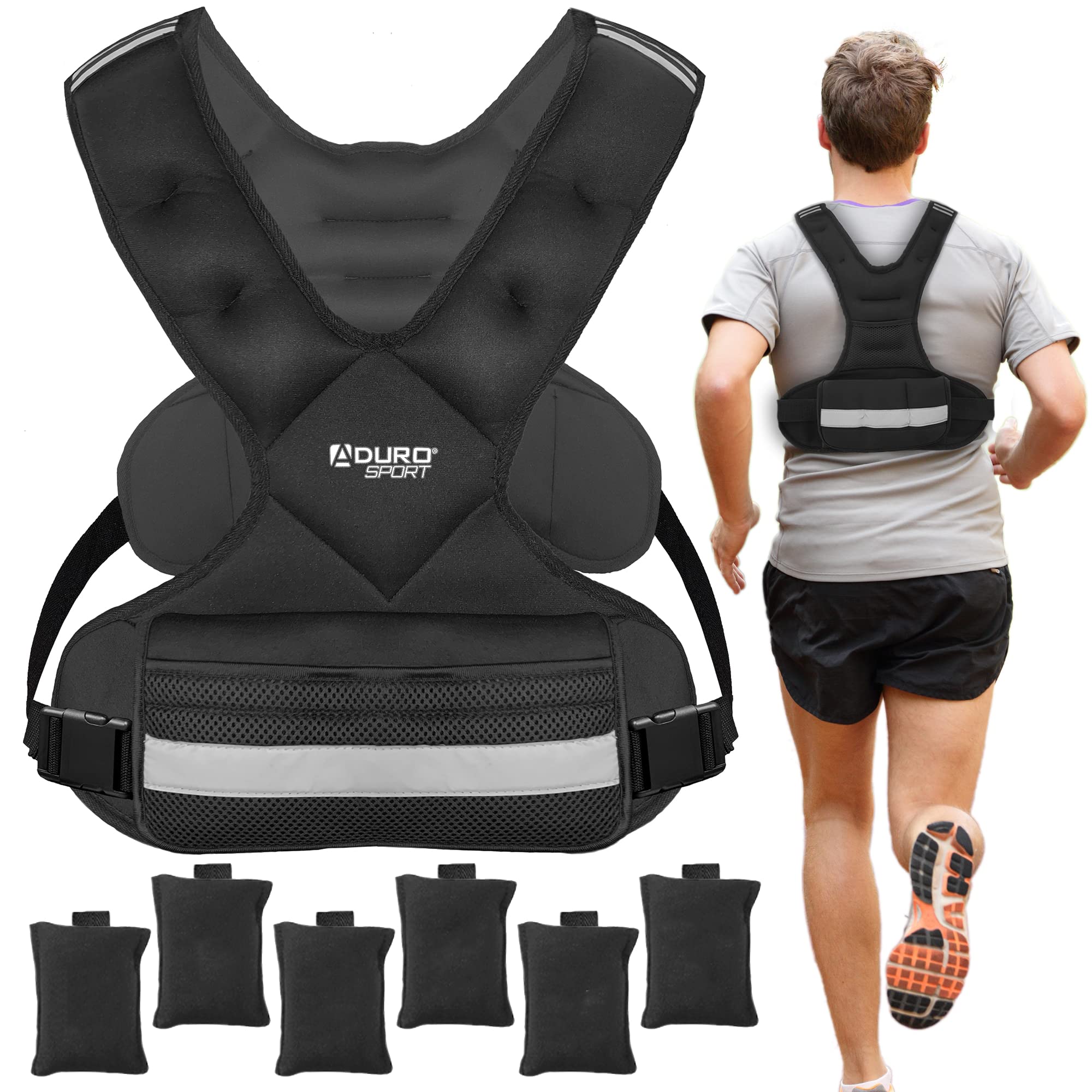 "Aduro Sport Adjustable Weighted Vest Workout Equipment, 20lbs-32lbs Body Weight Vest for Men, Women, Kids" Image