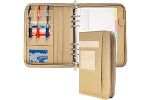 VEPKOIT Tactical Padfolio Ring Binder with Zippered, Refillable Planner Binder Tactical Portfolio Organizer for Men, Tactical Notebook Cover for A5 Folder, Small 6 Ring Binder Military Notebook Cover(Coyote)
