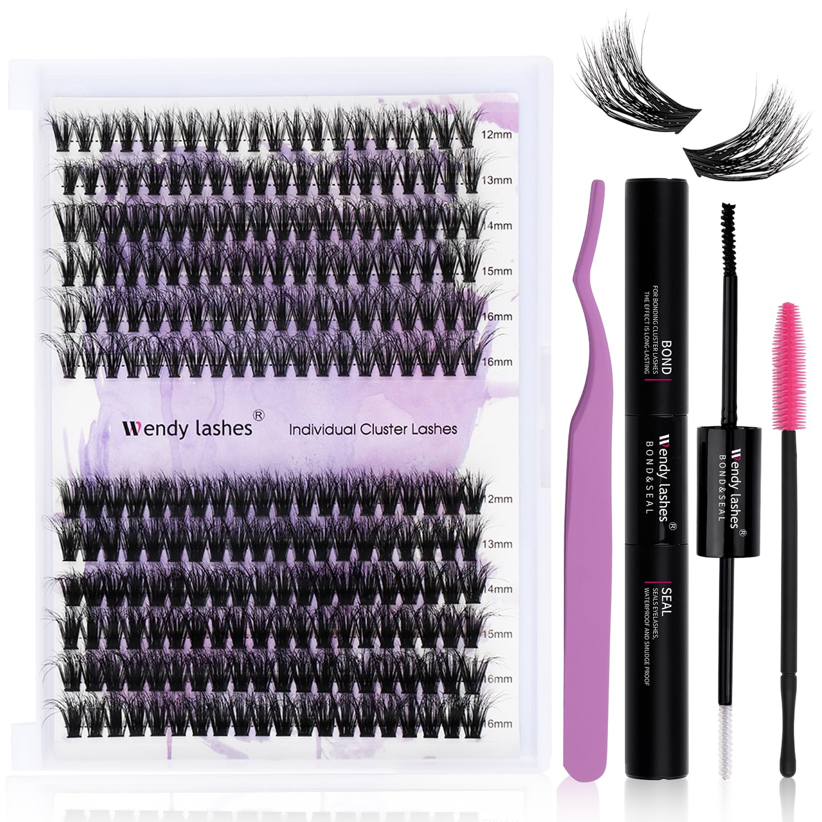 Individual Lashes Kit Cluster Lashes D Curl 0.07mm Mixed 12-16 3D Effect Eyelash Extension Kit 40D/50D Wide Stem Lash Clusters Kit at Home(3D-40D/50D-D-DIY Lash Kit) — image 1