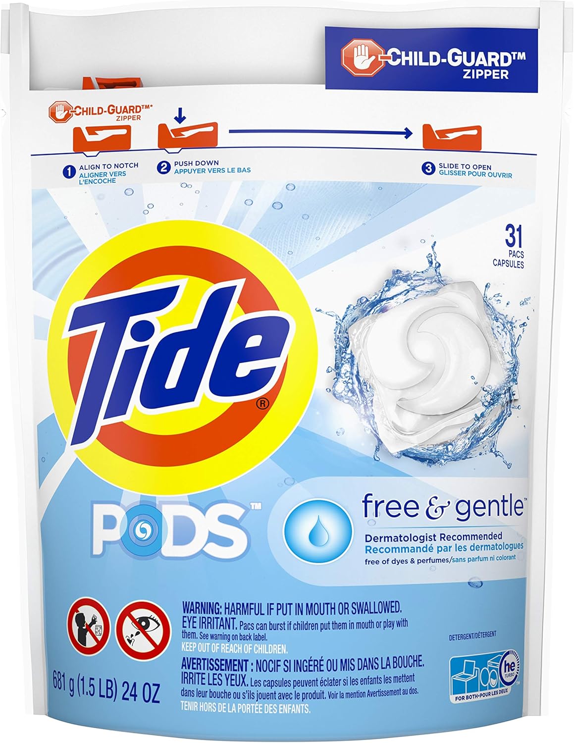 Tide PODS Free & Gentle, Laundry Detergent Liquid Pacs, Unscented and