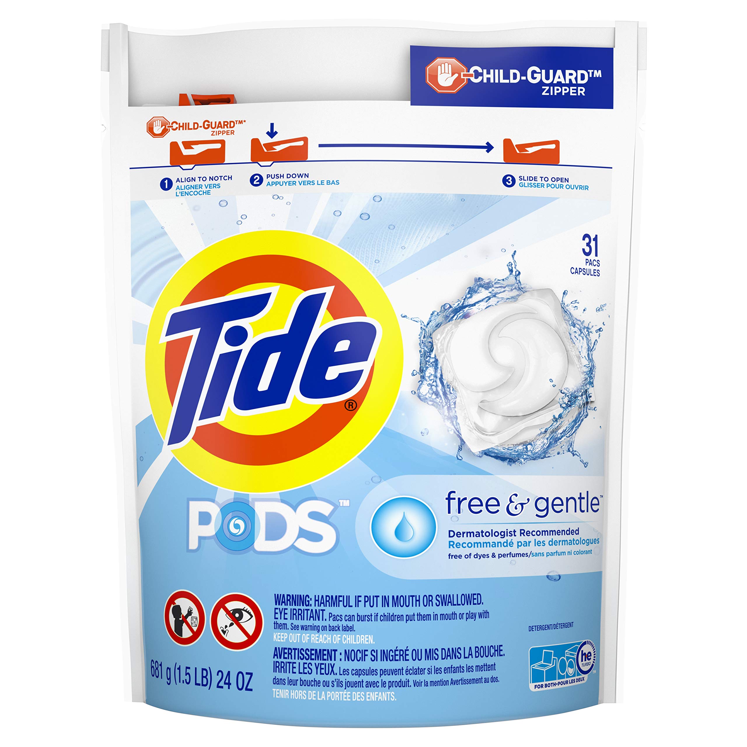 Tide Free and Gentle Laundry Pods Unscented and Hypoallergenic 31 ct (2