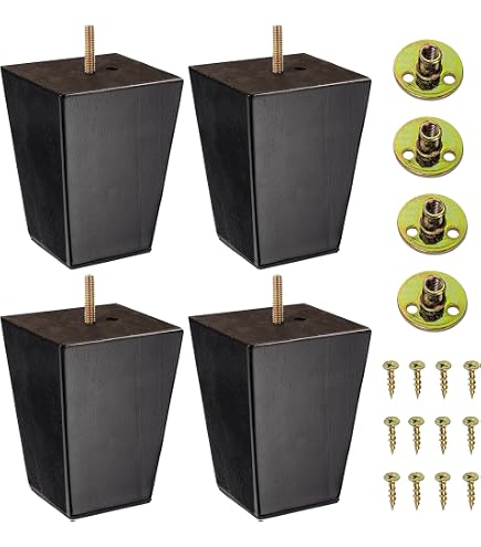 La Vane 4PCS Dark Walnut Wooden Furniture Legs – 3 Inch Round Bun Feet, Solid Eucalyptus With M8 Bolts & Mounting Plates For Sofa, Table, Cabinet
