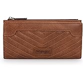 Wrangler Minimalist Wallet for Women Credit Card Wallet Ladies Travel Wallets Monederos de Mujer Card Cases & Money Organizers with Smooth Zippers for Women Brown