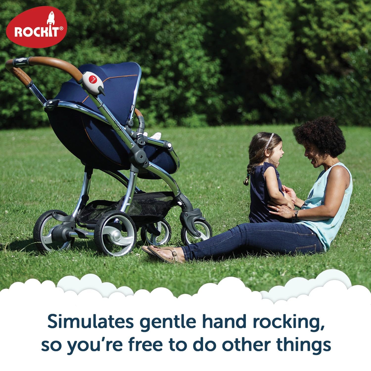 Rockit Rocker (AA Battery Version) - Baby Sleep Aid Gently Rocks Any Stroller or Buggy, Adjustable Speed with 60 Minute Timer - Fits All Pushchairs & Prams to Create a Portable Baby Bouncer
