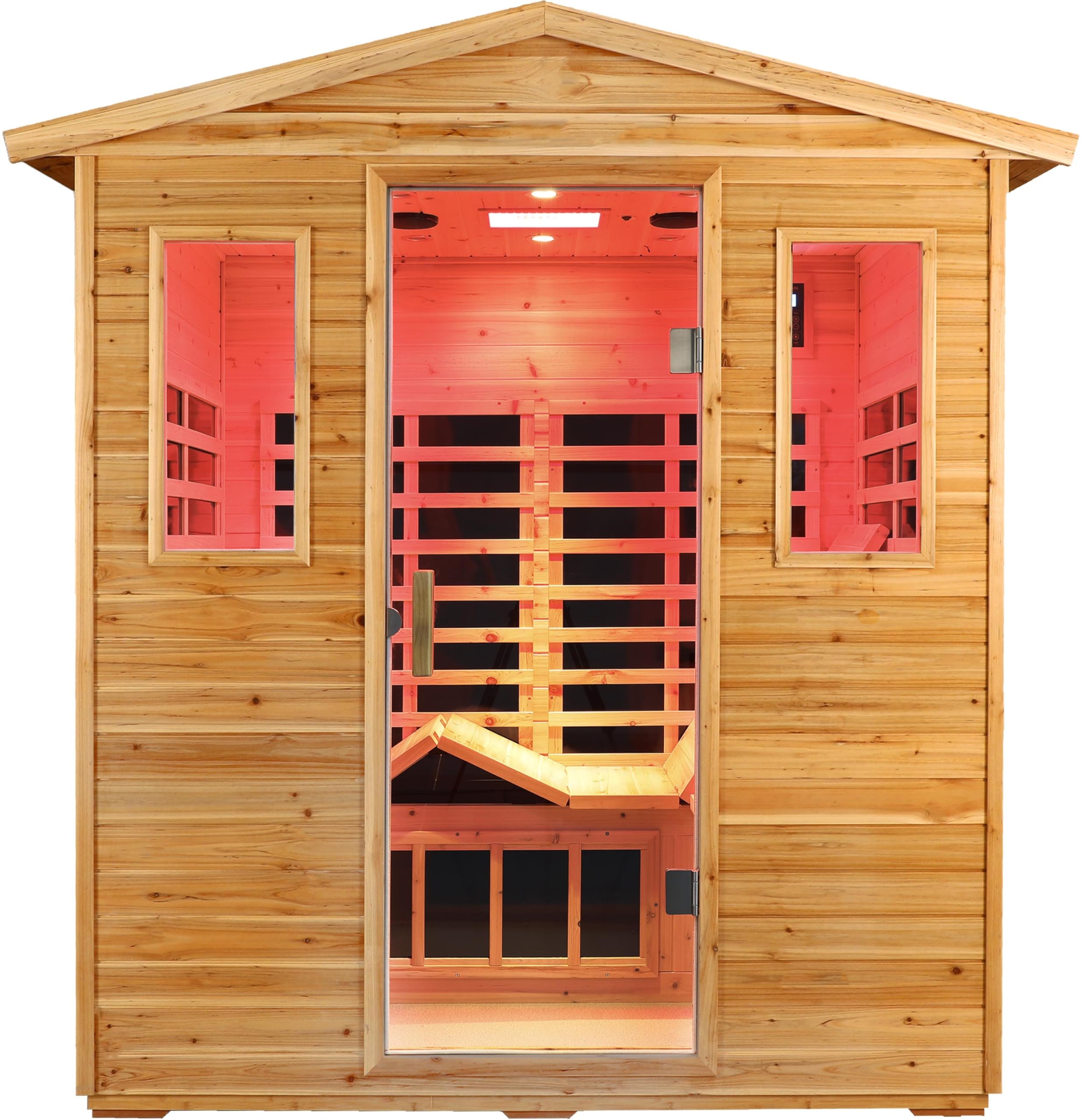 LTCCDSS Full Spectrum Outdoor Sauna 4 Person, Far Infrared Sauna, Low EMF Sauna Room for Home, Low EMF Heaters | Chromotherapys | Bluetooth Speakers | Canadian Hemlock | 73.09 * 48.66 * 83.5 in