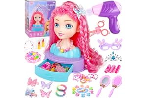 4-in-1 Doll Head for Hair Styling Kids-9Inch,41pcs Hair Salon Toys Makeup Kit Princess Accessories Pretend Play Toys Birthday