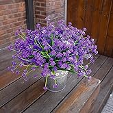 BCBLF Artificial Flowers for Outdoors, 12 Bundles Fake Outdoor Flowers, Purple Artificial Flowers with Stems, Fake Flowers for Planters, UV Resistant Outdoor Flowers, Garden Porch Window Box Décor