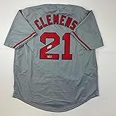 Facsimile Autographed Roger Clemens Boston Grey Reprint Laser Auto Baseball Jersey Size Men's XL
