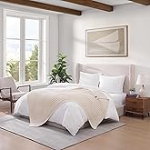 Tommy Hilfiger - Blanket, Ultra-Soft Cable Knit Throw Blanket for Bed or Couch, Lightweight Bedding with a Soft Textured Feel & Iconic Flag Logo (Off-White, 50" x 70")