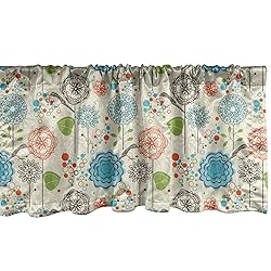 Ambesonne Floral Window Valance, Retro Doodle