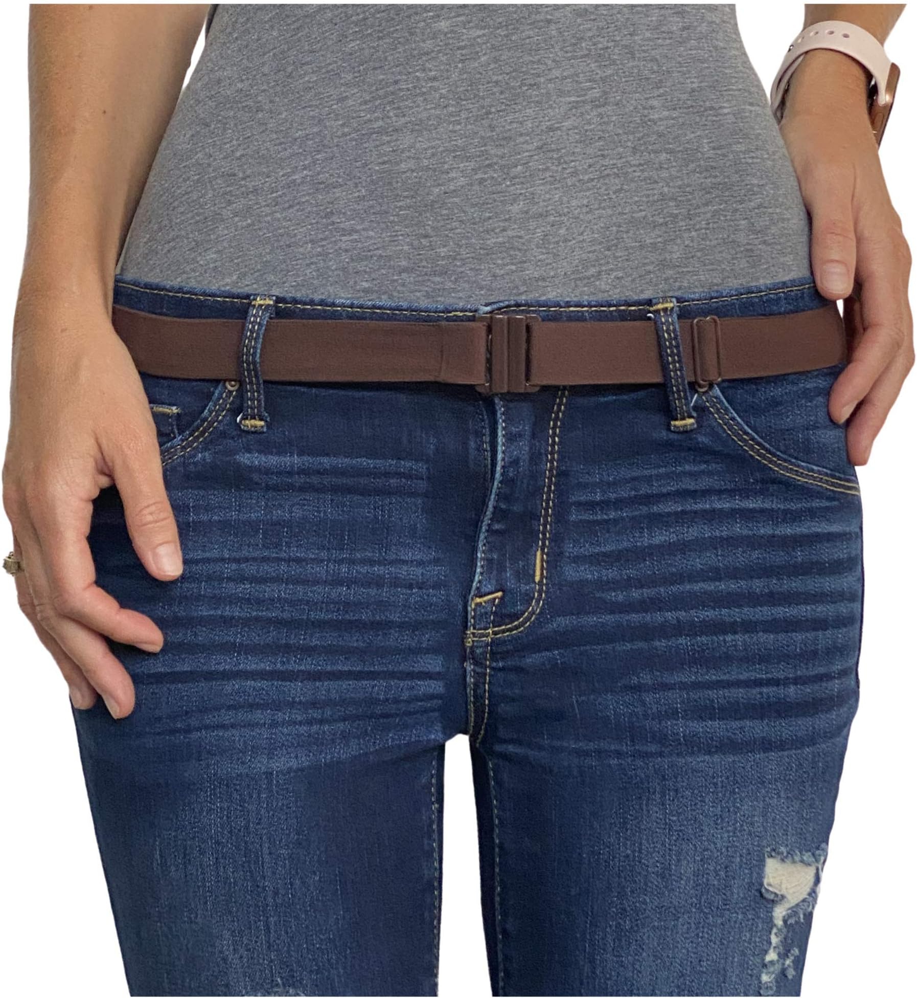 TIGHTS UPAdjustable Stretch Elastic Belt Women - No Show Flat Buckle Ladies Belts - Non- Slip Backing | Belts for Women