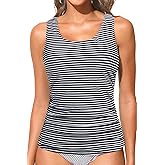 Women Tankini Top Only - Tummy Control Bathing Suit Full Coverage Back Swimwear Swim Tank Top No Bottom 2025