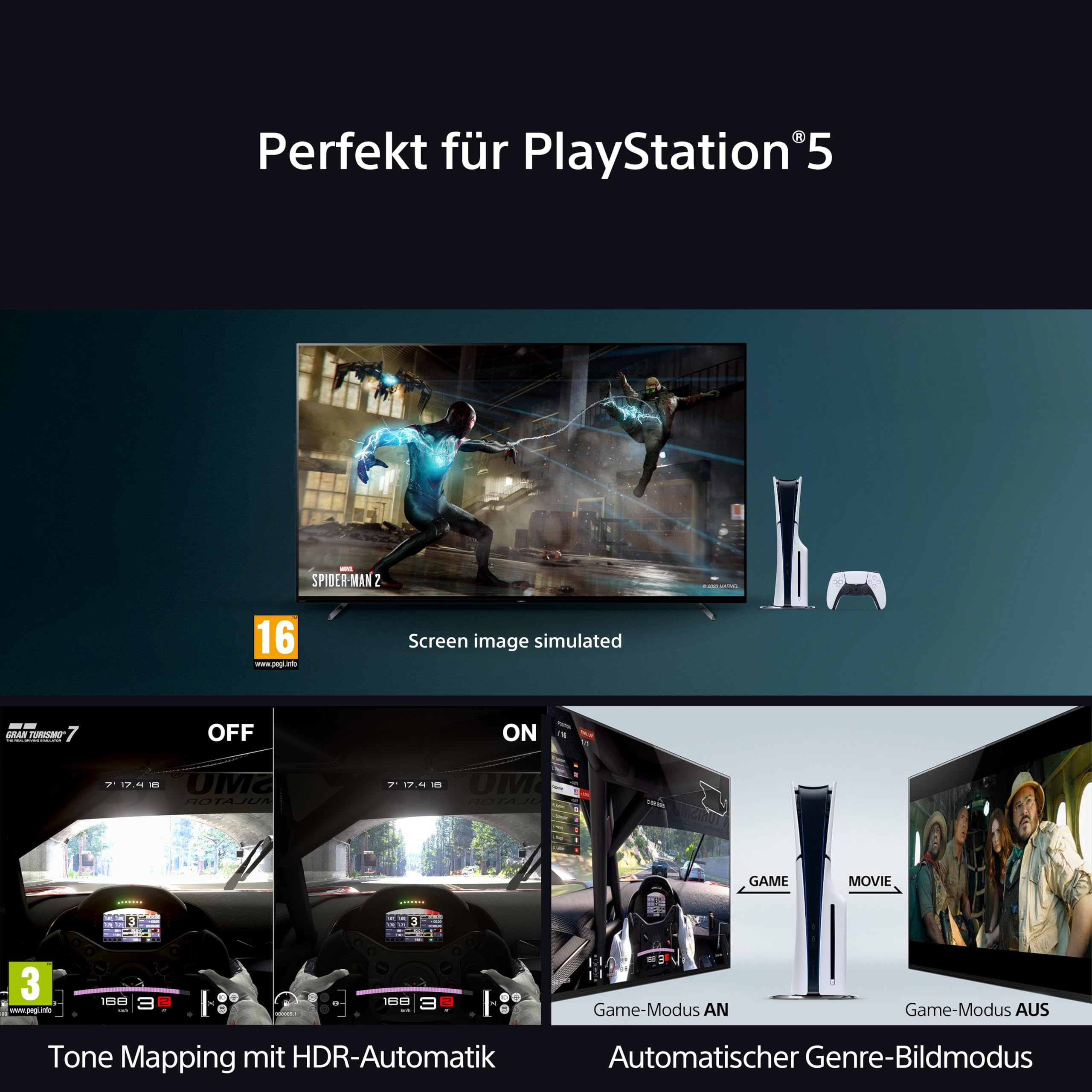Sony BRAVIA 9 QLED (XR l Mini LED) 75 Zoll 4K HDR Google Smart TV (2024) | Gaming-Funktionen, IMAX Erweitert, Dolby Vision Atmos, Chromecast, AirPlay, 120Hz K75R90 [Energieklasse D] 5