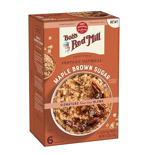 Bob's Red Mill Instant Oatmeal, Maple Brown Sugar, 6 Packets Total, Non-GMO, Gluten Free, Whole Grain