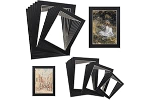 30 Pieces Picture Mats, 5 Sizes Black Pre-Cut Picture Mats Boards, Picture Mat Kit Bevel Cut Display Photo Frame Mat Board Fr
