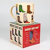 The Unemployed Philosophers Guild Cowboy Boots Mug - Featuring 13 illustrations of Western Footware, Comes in a Fun Gift Box, 12 oz