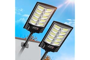 Azeivk Solar Lights Outdoor, IP66 Waterproof LED Street Light Outdoor Motion Sensor with Remote, 6000K Dusk to Dawn Solar Security Flood Lights for Outside Path, Yard, Garden, Walkway, 2PACK