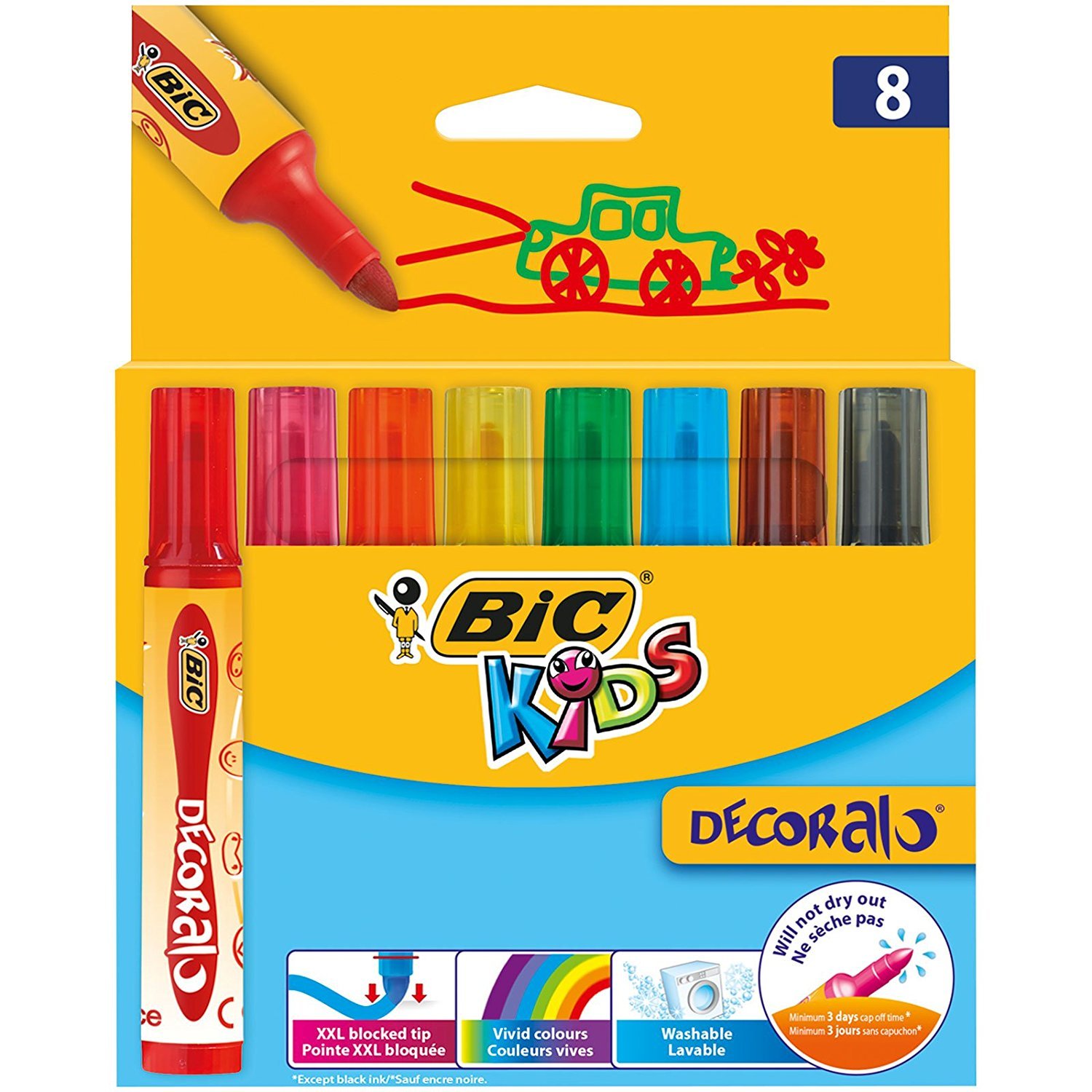 BIC Kids Decoralo Felt Tip Pens Pack of 8 Colouring