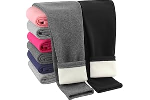 Resinta Girls Winter Fleece Lined Leggings Cotton Thick Thermal Tights Kids Soft Stretchy Pants Full Length