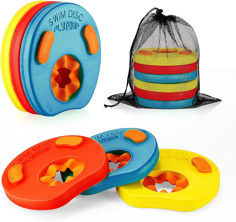 LTXDJ Kids Armbands 6PC EVA Foam Learn to Swim Float Discs 3-6 Years Red Yellow