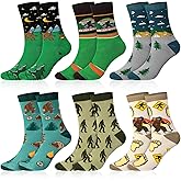 Haysandy 6 Pairs Sasquatch Novelty Socks for Men Women Funny Crew Socks Winter Stuff Gifts Ideas Family Friend Hide Seek