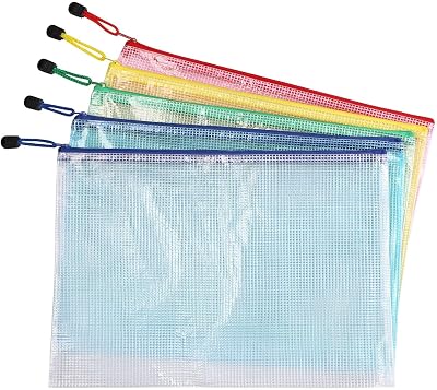 Vicloon A4 Plastic Wallets 5 Pcs Zip Lock Document Bags 33x23.5 cm
