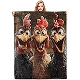 VANZEV Chickens Blanket Gifts for Women, Cartoon Three Cheerful Chickens Flannel Blanket, Soft Warm Lightweight Throw Blankets for Bed Couch Home Travel Decor 50" x 60"