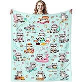 Rbamsme Cute Raccoon Blanket, Raccoon Lover Gifts for Women Men Kids Girls Boys, Raccoons Plush Throw Blanket for Birthday 50"X40"