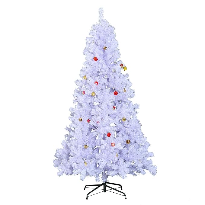 Homcom Weihnachtsbaum künstlicher Christbaum Tannenbaum Baum mit Ständer, Metall, weiß, 105.0 x 105.0 x 180.0 cm