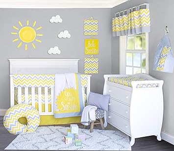 yellow and gray baby bedding