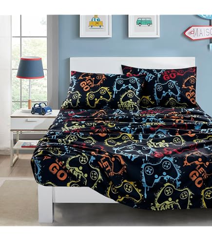Astronaut Bed Sheet Set - Twin XL Fitted Sheet & 2 Pillowcases, Space Theme Kids Room Decor - View #2