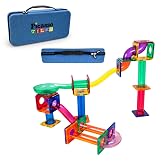 PicassoTiles 50PC Marble Run Race Track + Carry Case Bundle: STEAM Educational Playset for Kids Includes Travel Storage Organizer - Fun Learning Construction Toy, Creative Design, Sensory Development