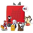 Toniebox Audio Player Starter Set with Spidey, Ghost-Spider, Spin, Black Panther, and Playtime Puppy - Listen, Learn, and Play with One Huggable Little Box - Red