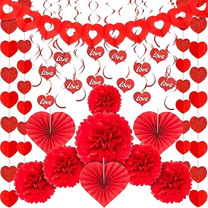 Amazon Com Whaline Valentines Day Party Decorations Kit 1 Red