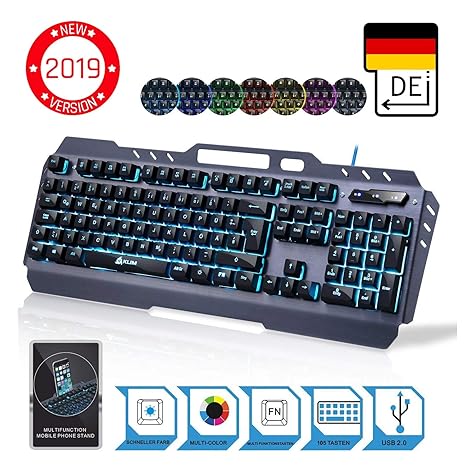 ??KLIM™ Lightning – NEU 2019 – Hybrid Halbmechanische Tastatur QWERTZ DEUTSCH + sieben verschiedene Farben + 5-Jahre Garantie