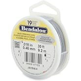 Beadalon 19-Strand Bead Stringing Wire, 0.018-Inch, Satin Silver, 30-Feet, .40 mm